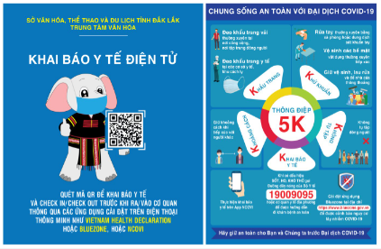 Trung tâm Văn hóa tỉnh Đắk Lắk triển khai các biện pháp phòng chống dịch COVID-19 trong tình hình mới